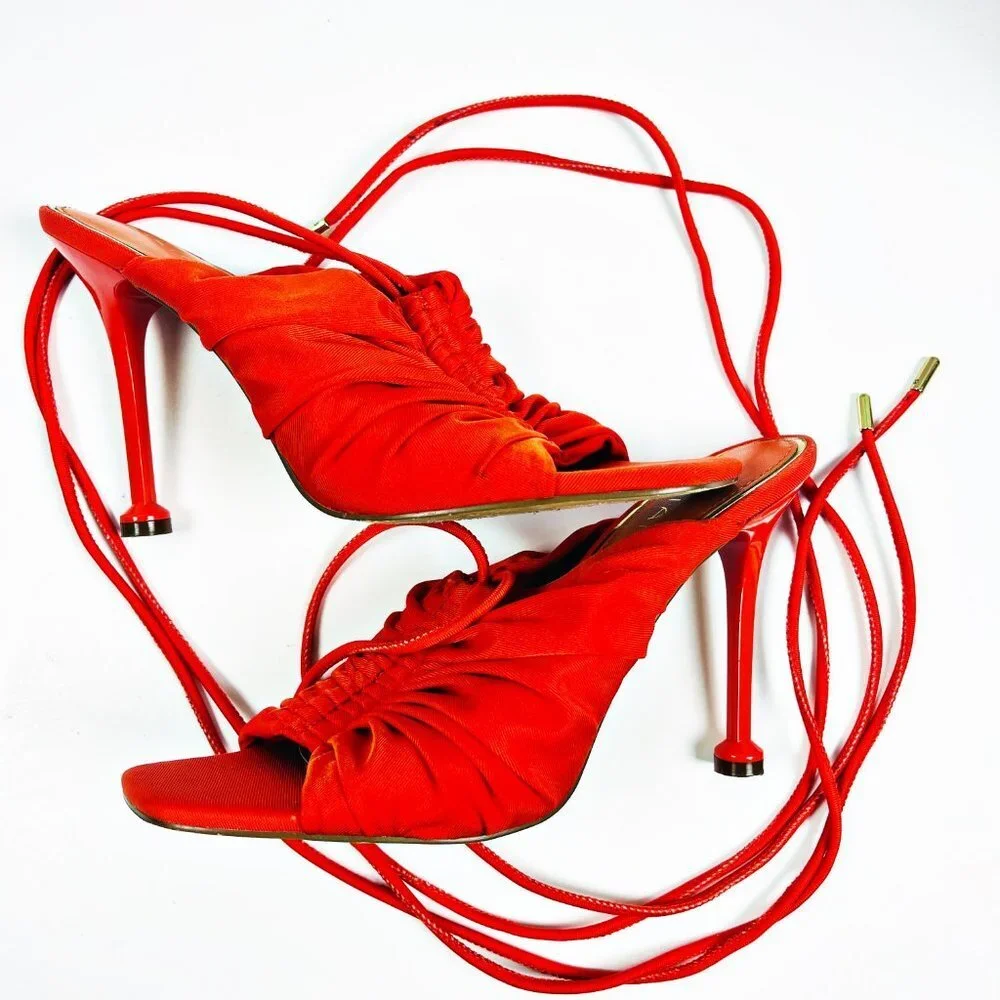 2/$14 Liliana Tangerine Strappy Heels 8.5